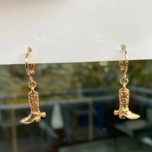 Cowboy boot cold colored dangle earrings